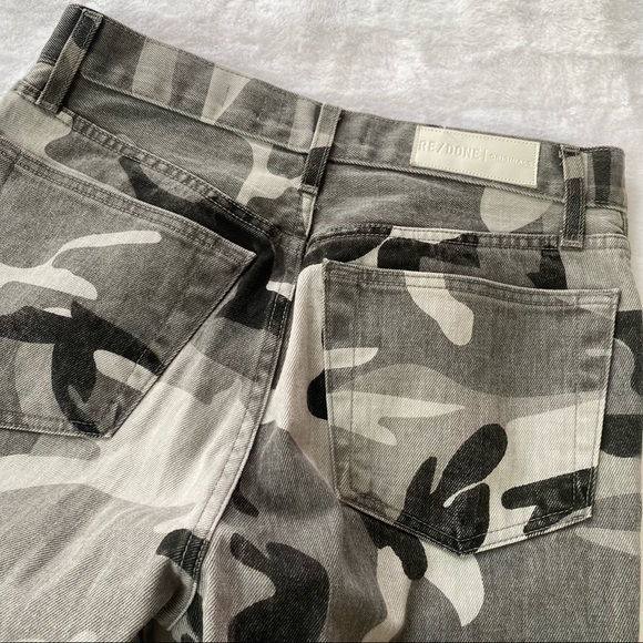 Re/Done High-Rise Raw Hem Buttonfly Camouflage Ankle Crop Jeans 26 - Picture 7 of 7